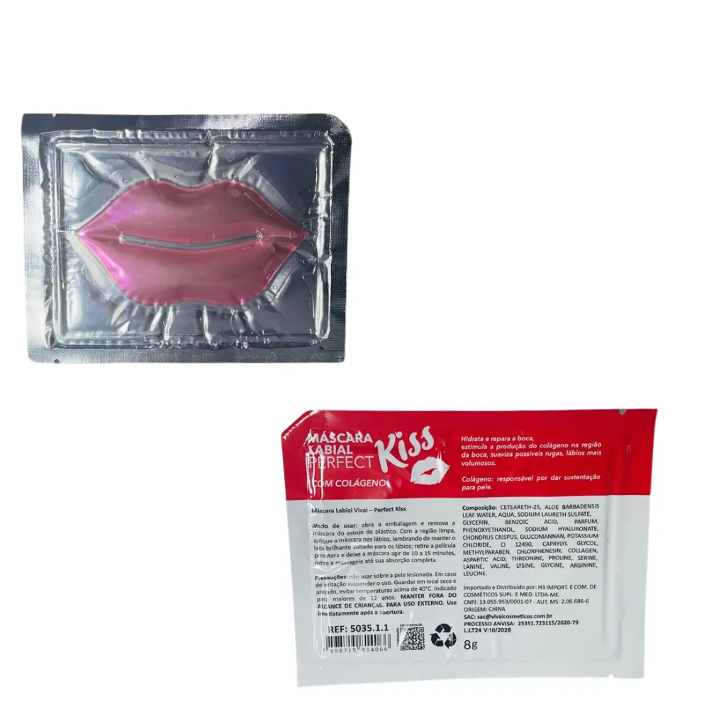 Kit 3 Máscaras Labiais de Colágeno Vivai – Hidratação Profunda e Efeito Plump - detalhe